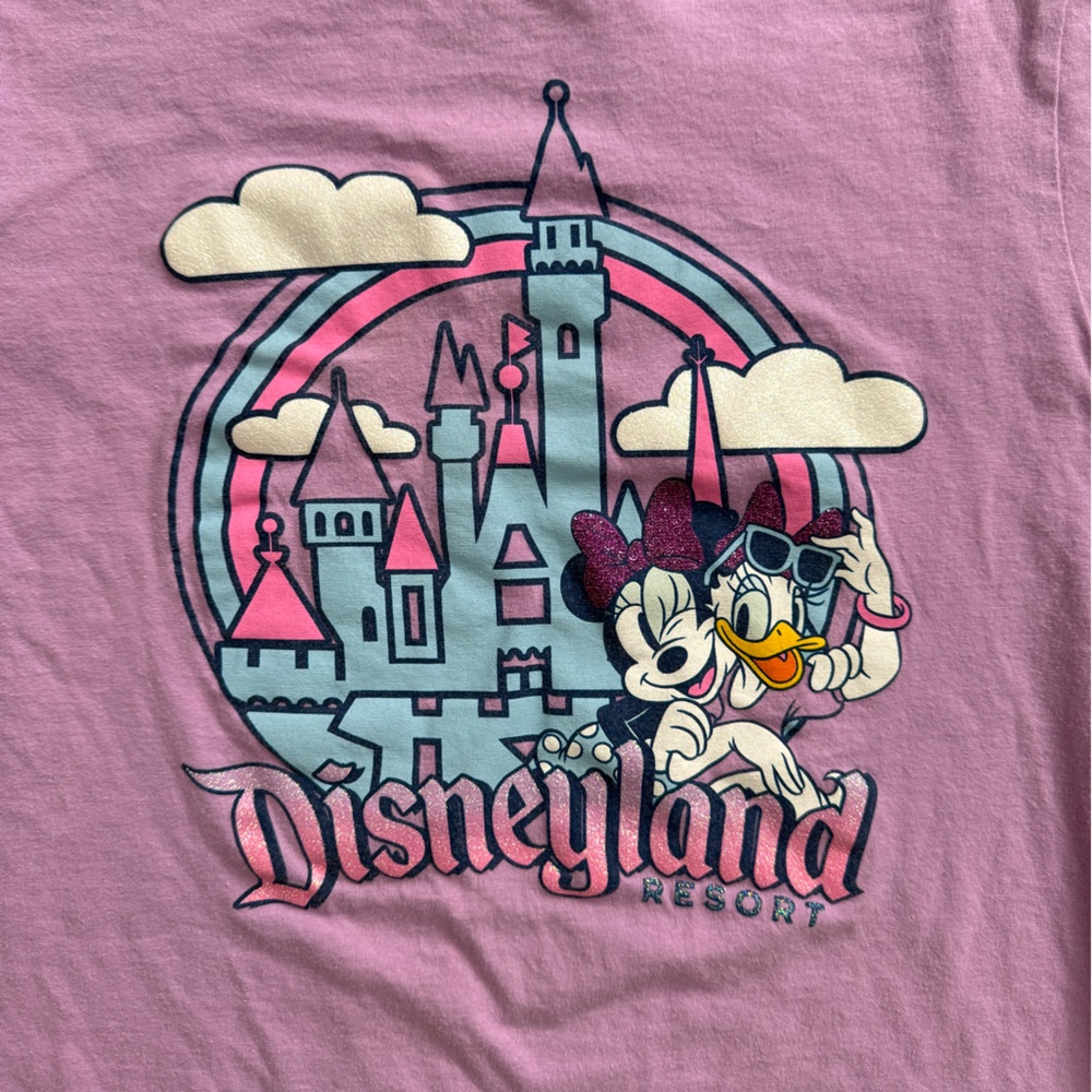 Disneyland Lavender Minnie Mouse and Daffy Duck Short Sleeve Shirt - Picture 2 of 5